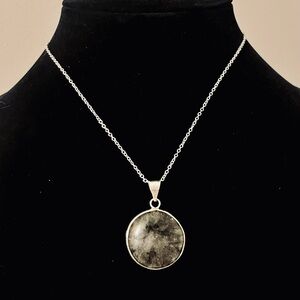 925 Sterling Silver Natural Stone Pendant Necklace